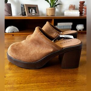 Torrid Brown Suede Block Heel Mules size 11WW